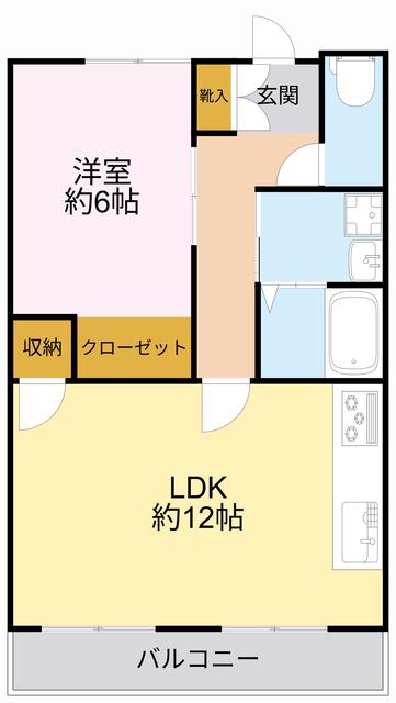 フラット吉川(1LDK/2階)の間取り写真