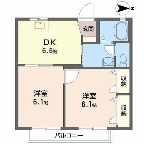 ディアス余戸A棟(2DK/2階)の間取り写真