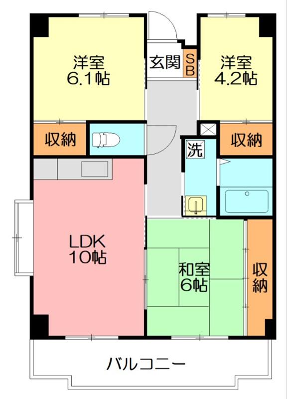 小倉ビル(3LDK/3階)の間取り写真