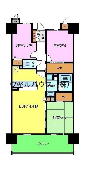 ザ・プレイス中百舌鳥イースト(3LDK/6階)の間取り写真