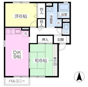 リバーサイド・アイルA(2DK/1階)の間取り写真
