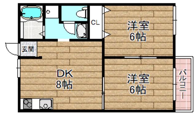 メリーハイツ(2DK/2階)の間取り写真