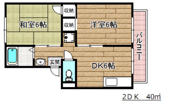 エクセルハイツ(2DK/2階)の間取り写真