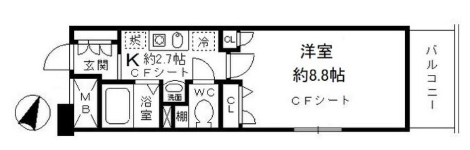 エステルハージーB(1K/3階)の間取り写真