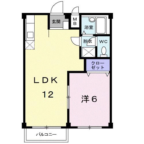エルディムQ(1LDK/2階)の間取り写真