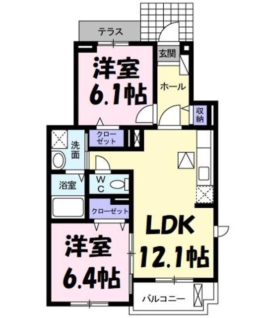 ミルトクラール1番館(2LDK/1階)の間取り写真