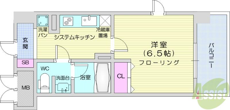 エクルベージュ(1K/7階)の間取り写真