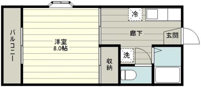 リヴレーヌ弐番館(1DK/2階)の間取り写真