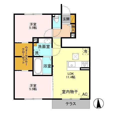 プランドールTN I(2LDK/1階)の間取り写真