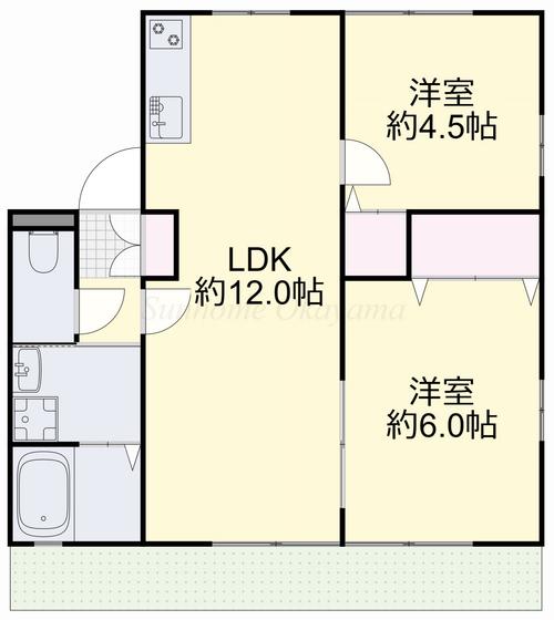 セレーノ邑久A(2LDK/1階)の間取り写真