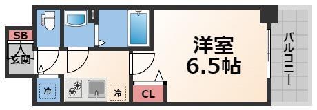 アドバンス大阪バレンシア(1K/13階)の間取り写真