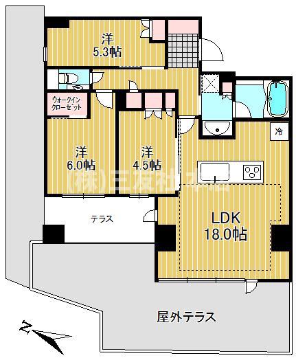 ザ・ライオンズ大岡山(3LDK/1階)の間取り写真