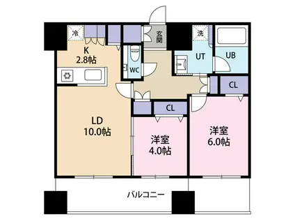 MJ SQUARE KOTONI(2LDK/4階)の間取り写真