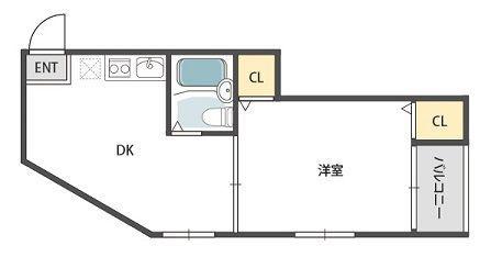 友愛ハイツ(1DK/2階)の間取り写真