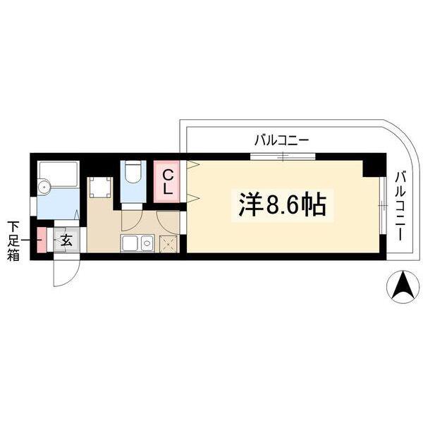 XーOVER21覚王山(ワンルーム/4階)の間取り写真