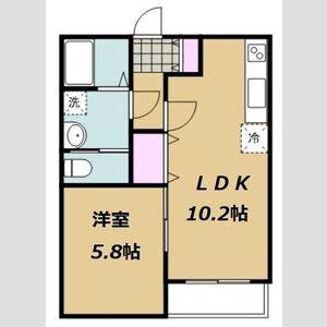 グランデュールIII仙台東郡山(1LDK/2階)の間取り写真