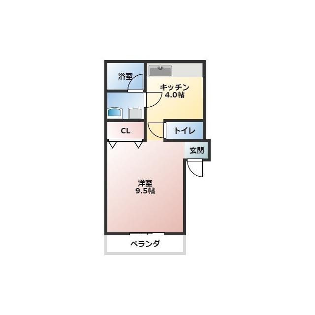 メリディアン西春(1K/2階)の間取り写真