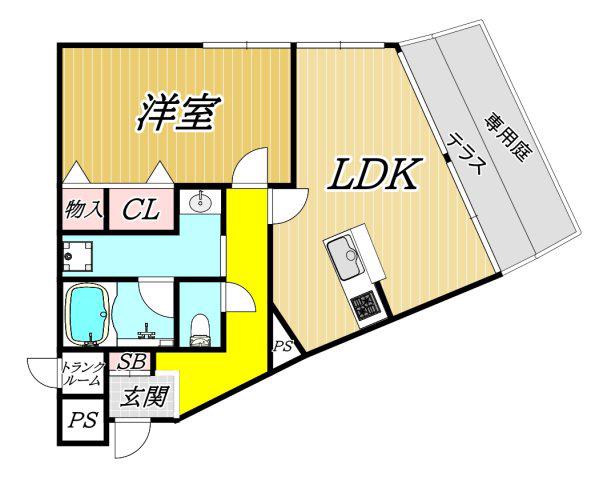 コスモ塚口南I(1LDK/1階)の間取り写真