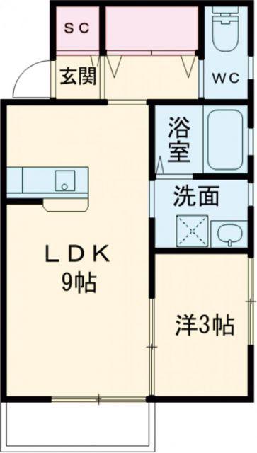 SEAウエストII(1LDK/1階)の間取り写真