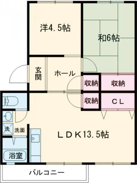 メゾンわかな(2LDK/4階)の間取り写真