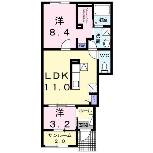 HOUSE EUREKA(2LDK/1階)の間取り写真