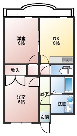 カルディア神田(2DK/3階)の間取り写真