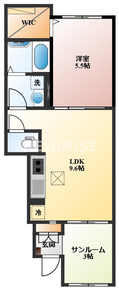 ラ・ソレイル 東小路(1LDK/1階)の間取り写真