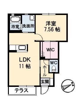 シャーメゾンアーク(1LDK/1階)の間取り写真