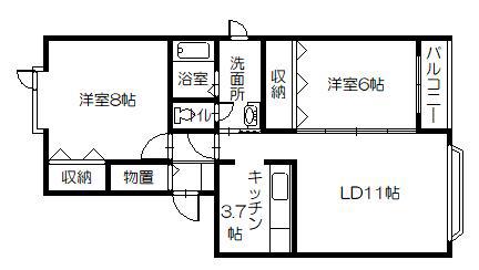 パルフェII(2LDK/2階)の間取り写真