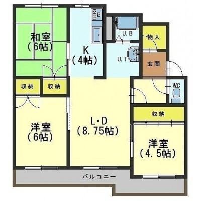 マイライフ金堀(3LDK/3階)の間取り写真