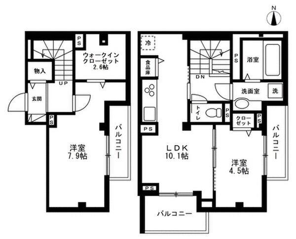 ロージィ赤羽(2LDK/4階)の間取り写真
