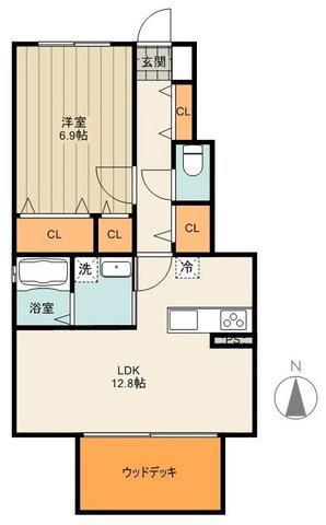 シャルムカーサ(1LDK/1階)の間取り写真