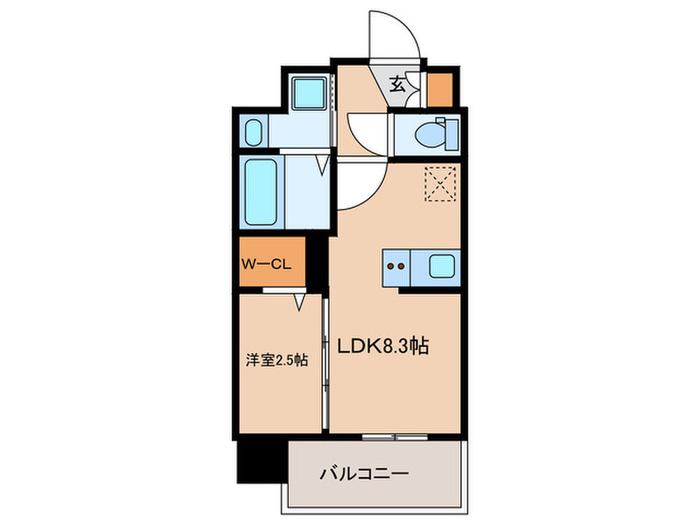 シーズンフラッツ渡辺通(1LDK/8階)の間取り写真