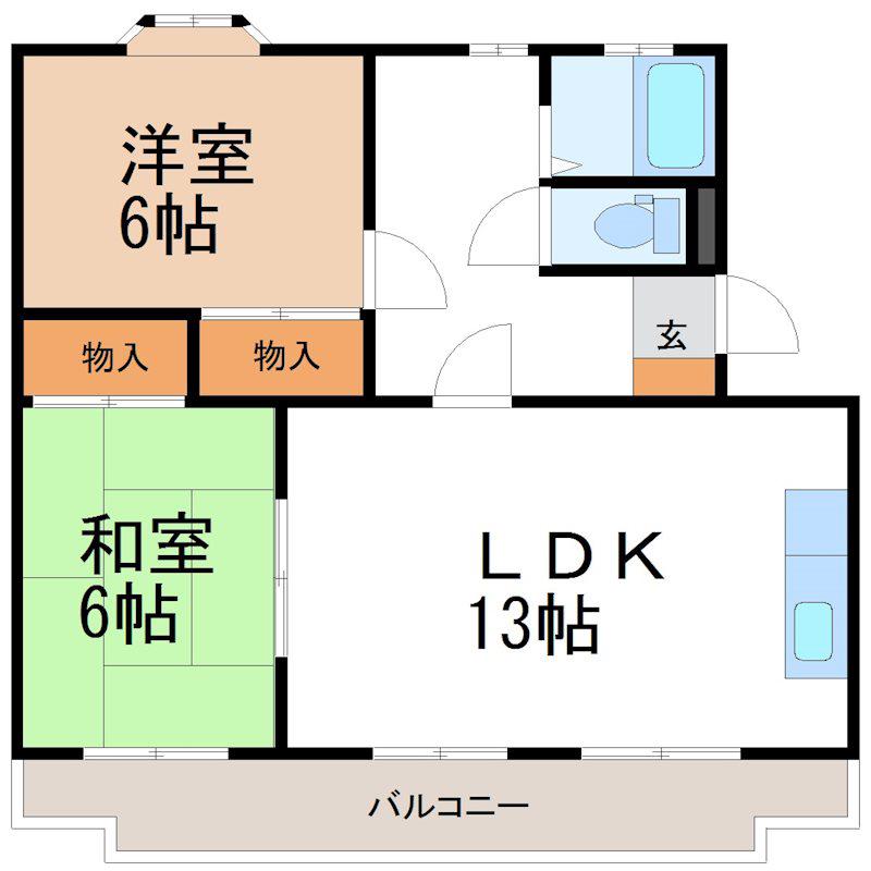 エタニティマンション大脇(2LDK/4階)の間取り写真