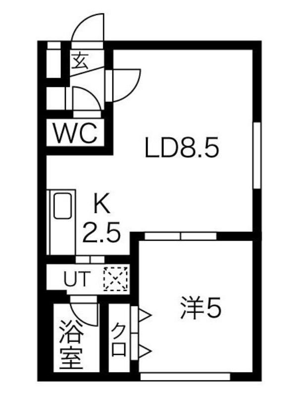 ラフィネ麻生(1LDK/1階)の間取り写真