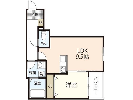 メゾンクレール廿日市市役所駅前(1LDK/2階)の間取り写真