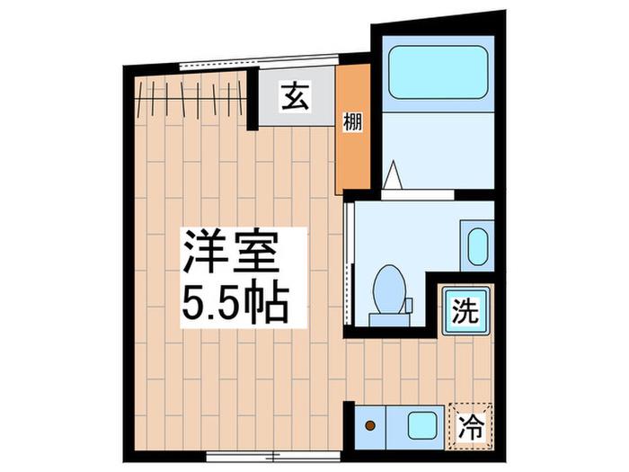 京王線 調布駅 徒歩8分 2階建 築2年(ワンルーム/1階)の間取り写真