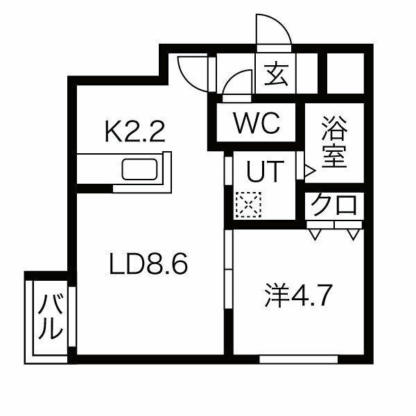 スリーナインXY(1LDK/4階)の間取り写真