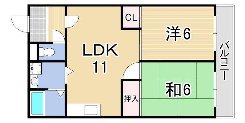 パークコート三反田(2LDK/3階)の間取り写真