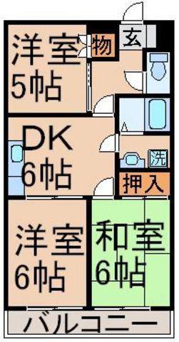ヴェルクレール(3DK/2階)の間取り写真