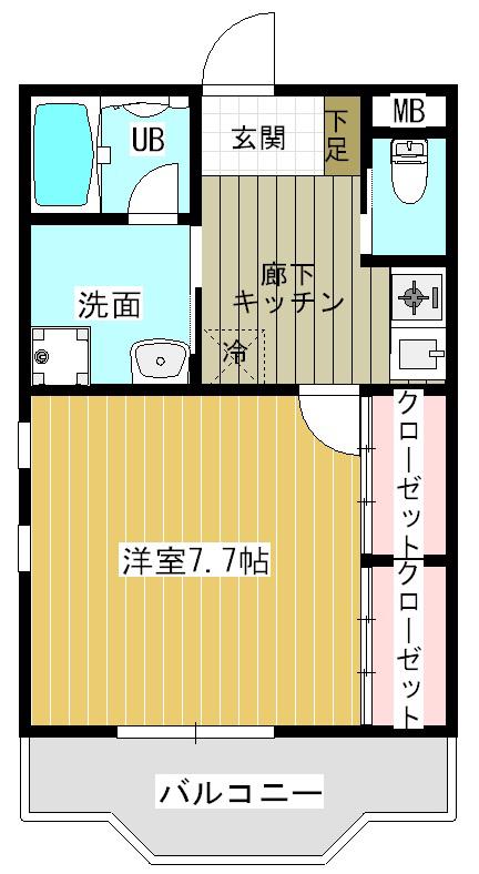 レジデンスKIII(1K/2階)の間取り写真