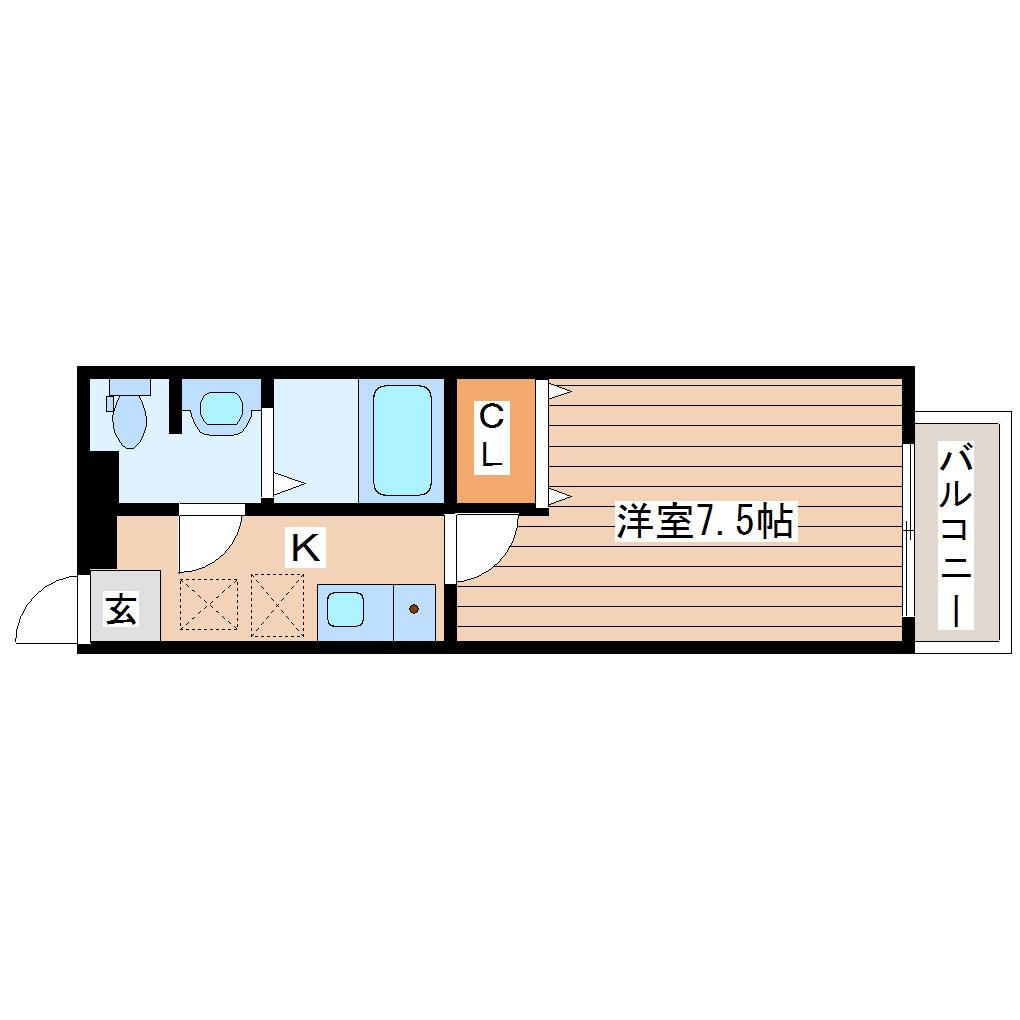 リングフィールド連坊駅前II(1K/1階)の間取り写真