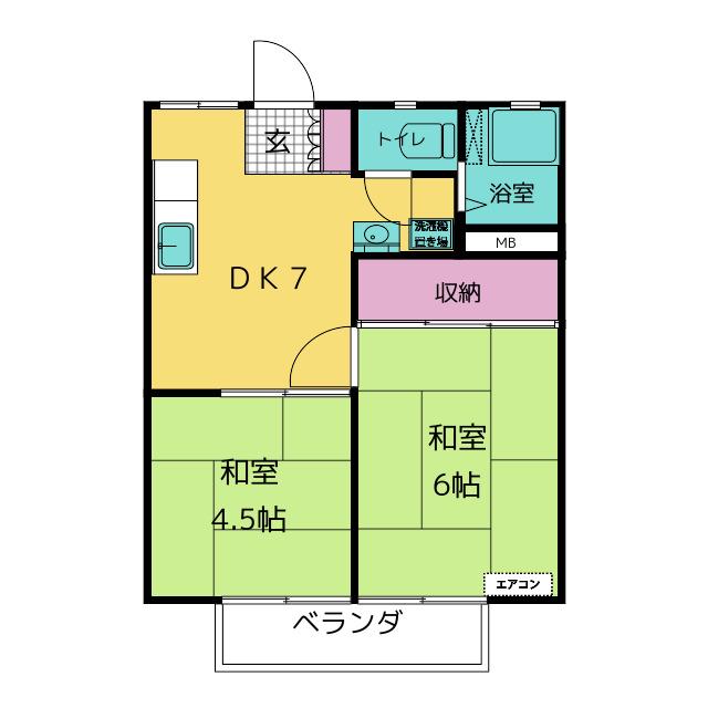 ヨシダサンハイツ(2DK/2階)の間取り写真