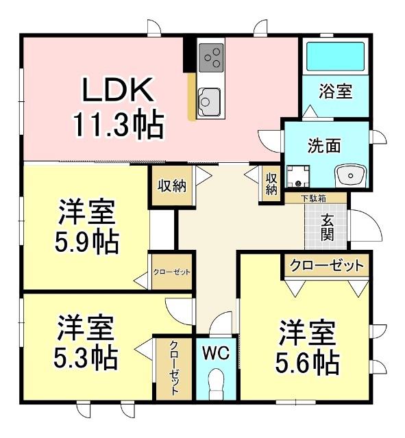 シャーメゾン雅(3LDK/1階)の間取り写真