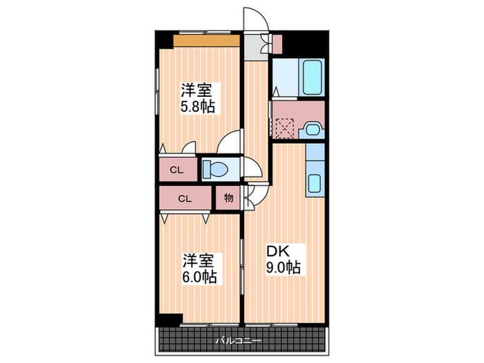 SERAPASSO(2DK/1階)の間取り写真
