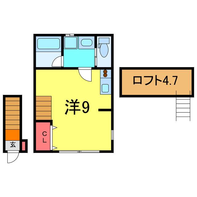 ハピネスIII(ワンルーム/2階)の間取り写真