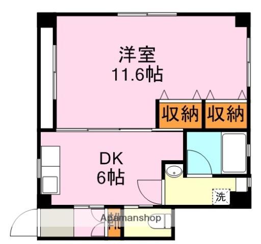 鹿児島市電唐湊線 神田駅(交通局前) 徒歩15分 3階建 築18年(1DK/1階)の間取り写真