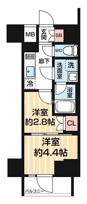 ARCOBALENO MINAMISENJU(2K/11階)の間取り写真