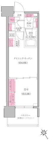 レジディア門前仲町プレイス(1DK/5階)の間取り写真