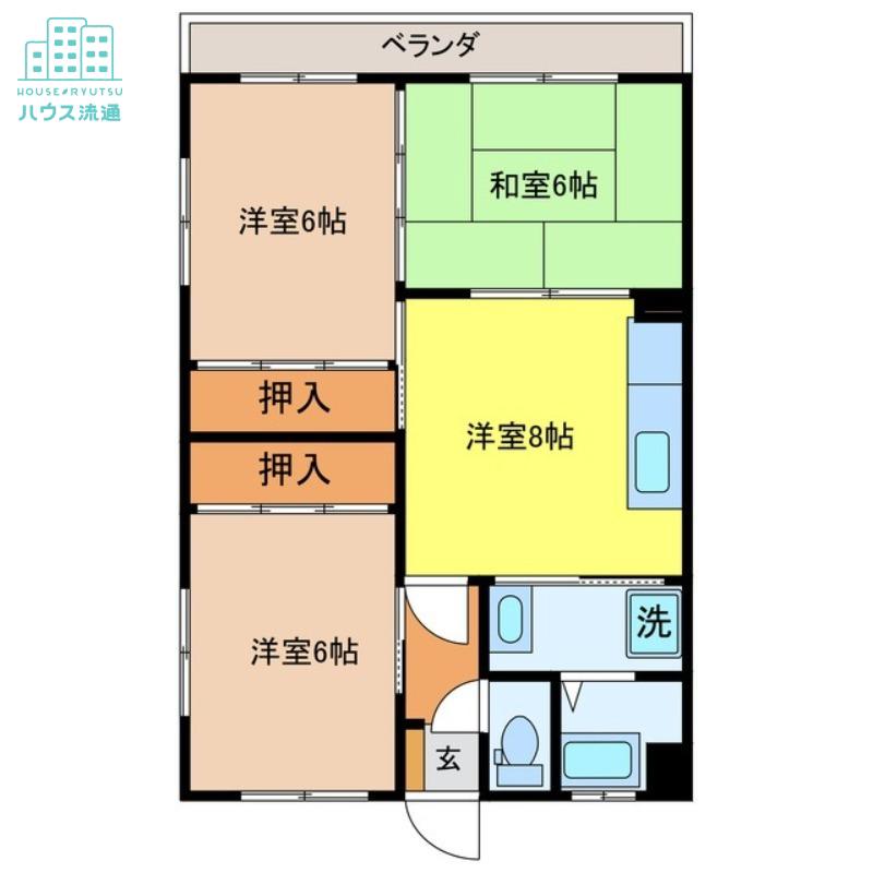 ハイツ彩雲(3DK/5階)の間取り写真